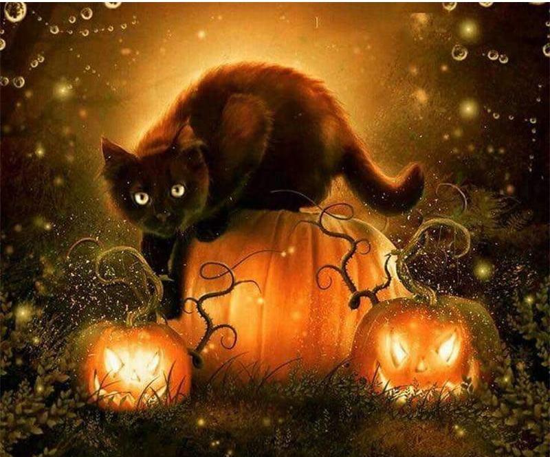 Halloween Cat 5D DIY Paint By Diamond Kit