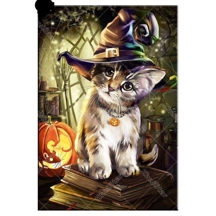 Halloween cat 5D DIY Paint By Diamond Kit - Paint by Diamond