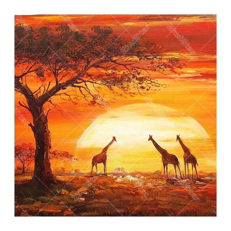 Giraffe under sunset 5D DIY Paint By Diamond Kit