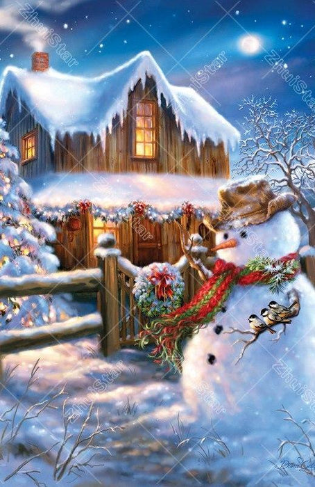 Snowman House 5D DIY Paint By Diamond Kit