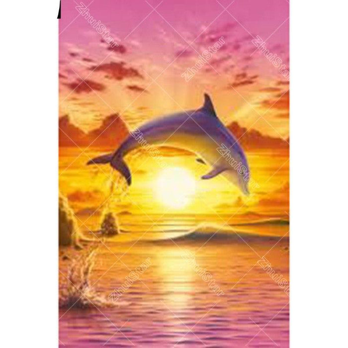 Sunset Dolphin 5D DIY Paint By Diamond Kit