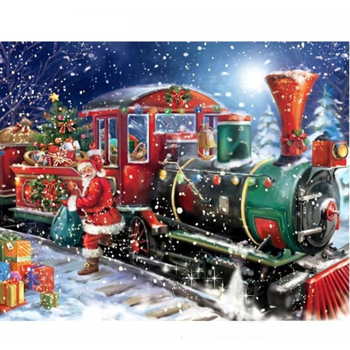 Christmas Santa Claus Train 5D DIY Paint By Diamond Kit - Paint by Diamond