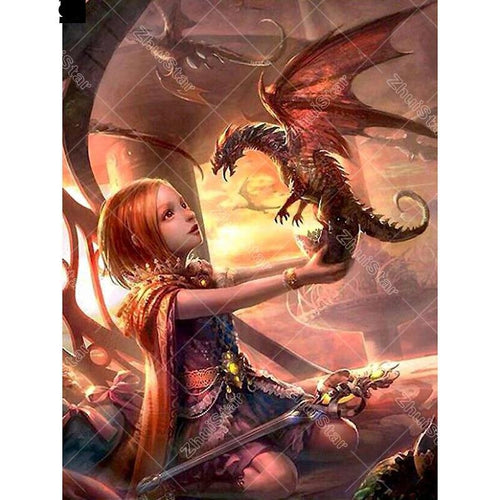 Red dragon girl 5D DIY Paint By Diamond Kit