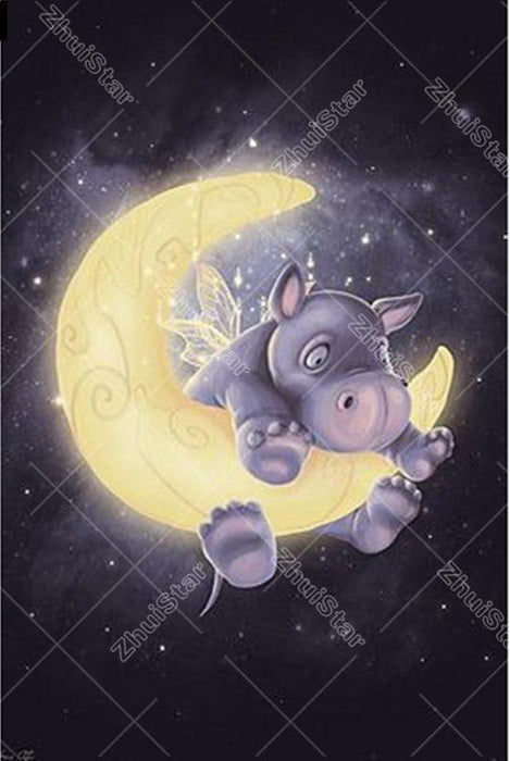 Pig On Moon 5D DIY Paint By Diamond Kit