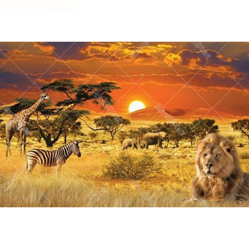 Lion Zebra 5D DIY Paint By Diamond Kit