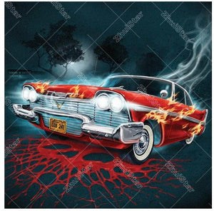 Red Car In The Dark 5D DIY Paint By Diamond Kit