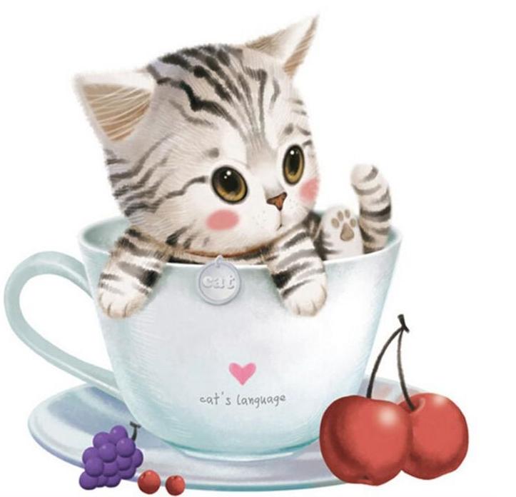 Cat In Cup 5D DIY Paint By Diamond Kit - Paint by Diamond
