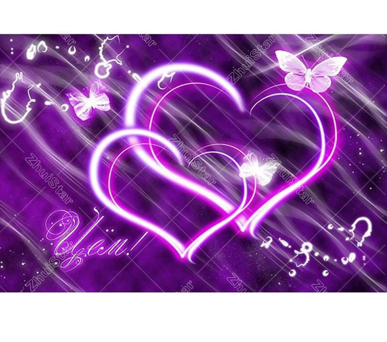 Purple Hearts 5D DIY Paint By Diamond Kit