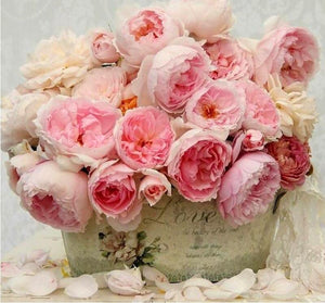 Pink Rose Floral 5D DIY Paint By Diamond Kit - Paint by Diamond