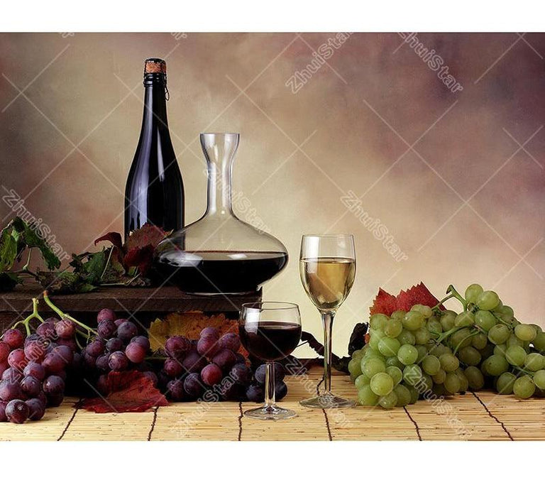 Grapes & Wine 5D DIY Paint By Diamond Kit