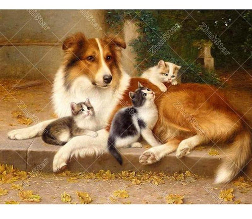 Friendly Dog & Cat 5D DIY Paint By Diamond Kit