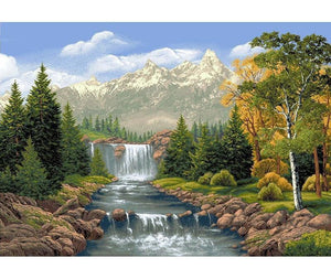 Waterfall & The Mountains 5D DIY Paint By Diamond Kit