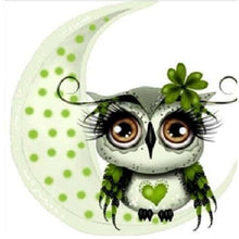 Green Owl And The Moon 5D DIY Paint By Diamond Kit - Paint by Diamond