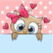 Cute Loving Owl With Hearts 5D DIY Paint By Diamond Kit - Paint by Diamond