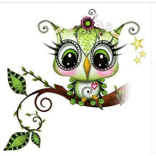 Green Owl 5D DIY Paint By Diamond Kit - Paint by Diamond