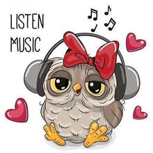 Owl Listening To Music 5D DIY Paint By Diamond Kit - Paint by Diamond