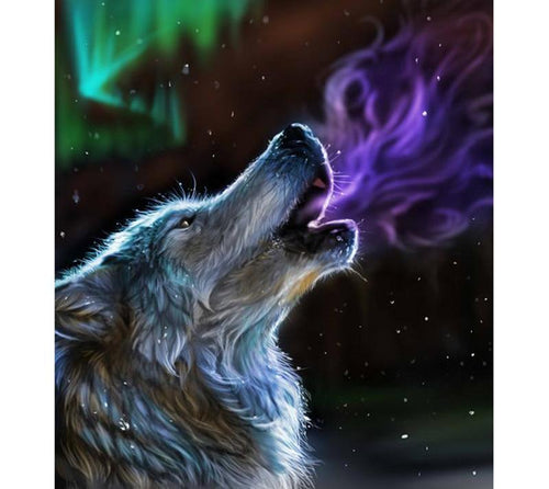 Cartoon Wolf & Stars 5D DIY Paint By Diamond Kit