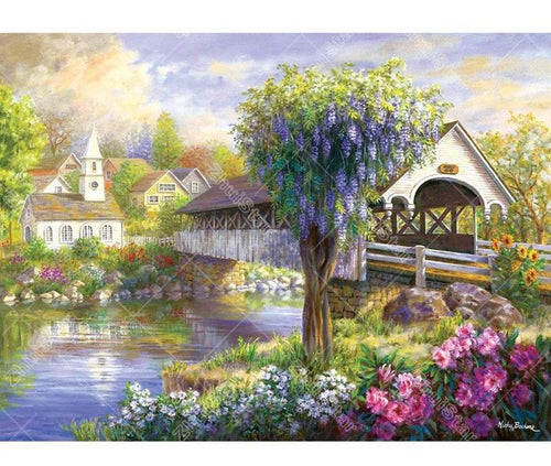 Village Scenery 5D DIY Paint By Diamond Kit