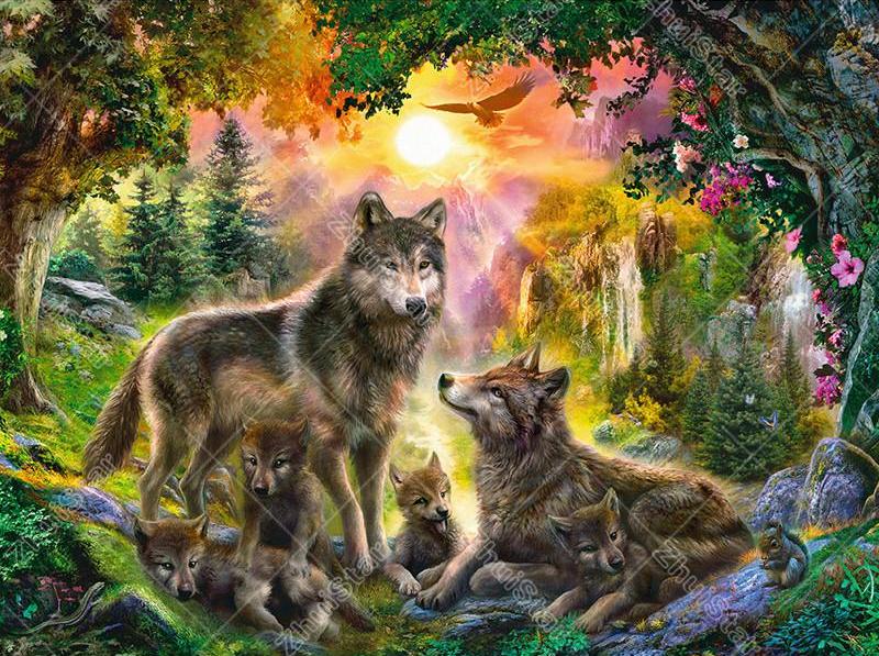 Wolf Family 5D DIY Paint By Diamond Kit