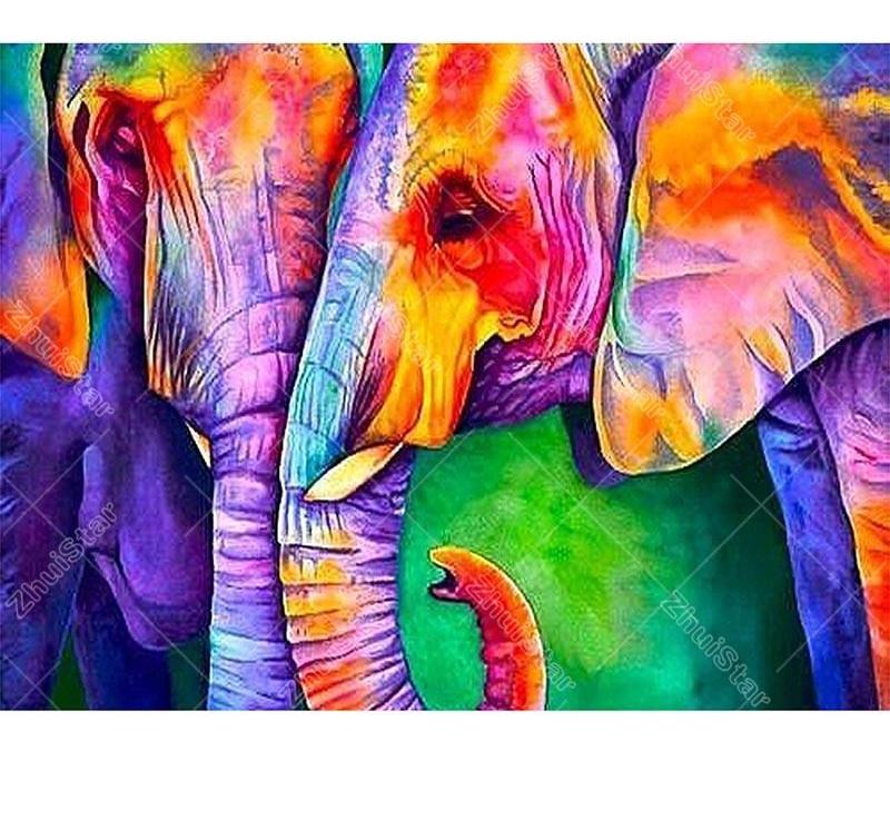 Colored Elephant 5D DIY Paint By Diamond Kit