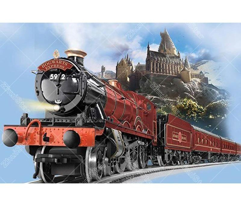 Red Train 5D DIY Paint By Diamond Kit