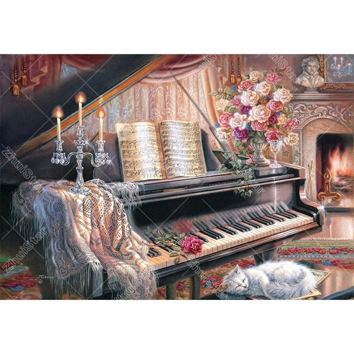 Piano Room 5D DIY Paint By Diamond Kit