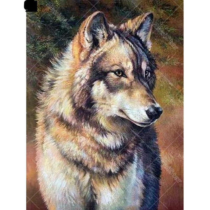 Staring Wolf 5D DIY Paint By Diamond Kit