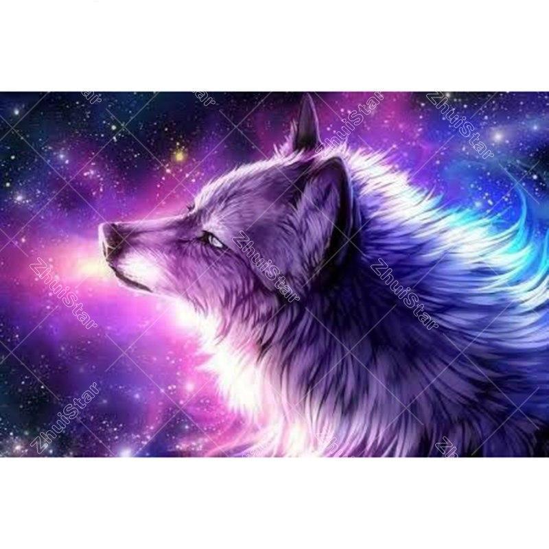 Purple Wolf 5D DIY Paint By Diamond Kit