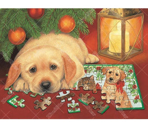 Dog In Puzzle 5D DIY Paint By Diamond Kit