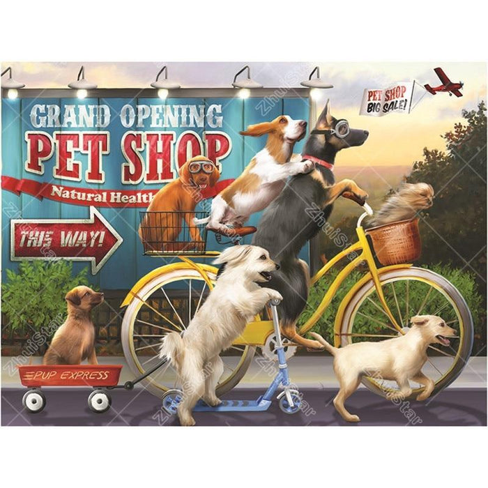 Cycling dog 5D DIY Paint By Diamond Kit