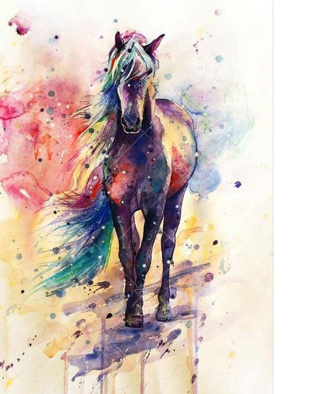 Colored Horse 5D DIY Paint By Diamond Kit