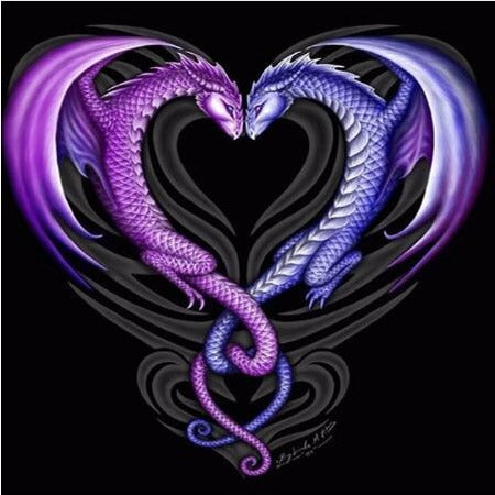 Purple Dragon Heart 5D DIY Paint By Diamond Kit - Paint by Diamond