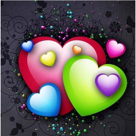 Colorful Hearts 5D DIY Paint By Diamond Kit - Paint by Diamond