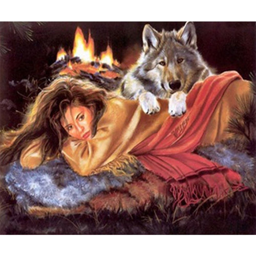 Wolf & Girl 5D DIY Paint By Diamond Kit