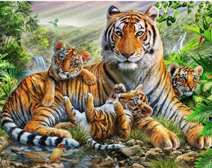 Tiger Family 5D DIY Paint By Diamond Kit - Paint by Diamond