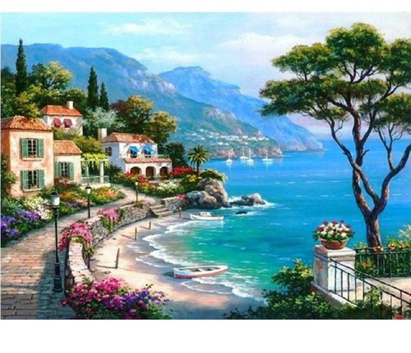 Seaside Villa 5D DIY Paint By Diamond Kit