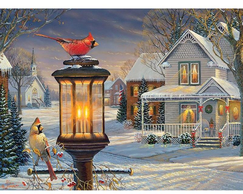 Cardinals in Winter 5D DIY Paint By Diamond Kit