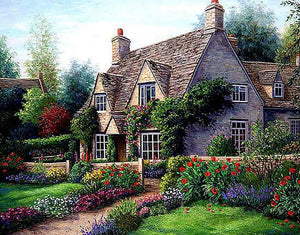 Scenic Country Cottage 5D DIY Paint By Diamond Kit - Paint by Diamond
