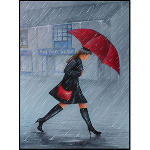 Girl With Red Umbrella 5D DIY Paint By Diamond Kit - Paint by Diamond