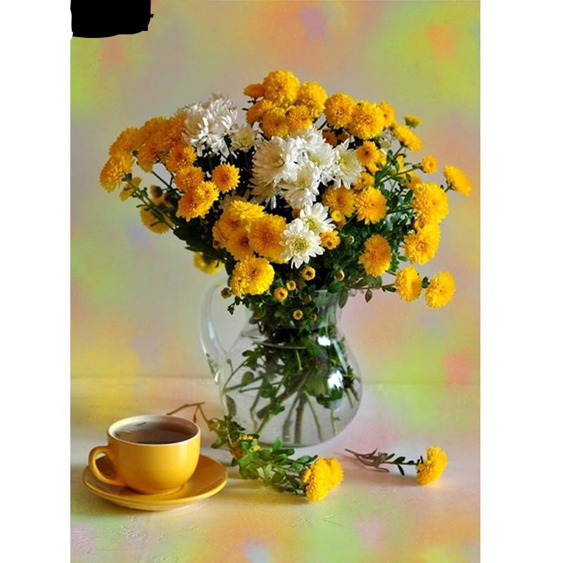 Yellow Flower Vase 5D DIY Paint By Diamond Kit - Paint by Diamond