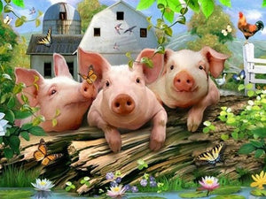 Three Cute Pigs 5D DIY Paint By Diamond Kit