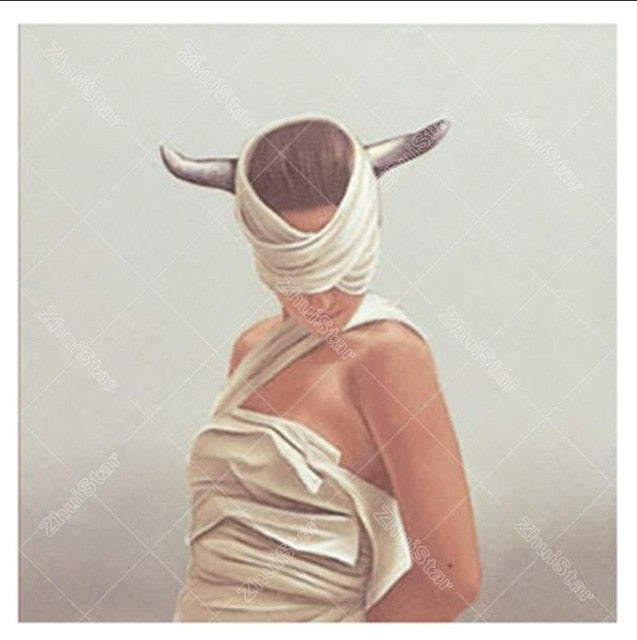 Girl with Silver Horn 5D DIY Paint By Diamond Kit