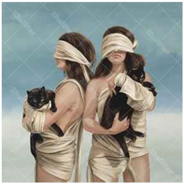 Girls With Eyes Covered & Cats 5D DIY Paint By Diamond Kit
