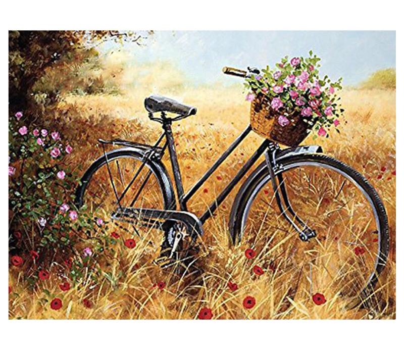 Bike & Flowers 5D DIY Paint By Diamond Kit