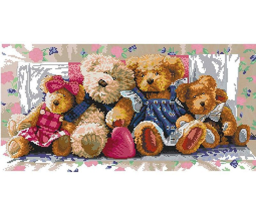 Teddy Bear Family 5D DIY Paint By Diamond Kit