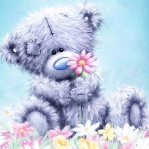 Bear With Flower 5D DIY Paint By Diamond Kit