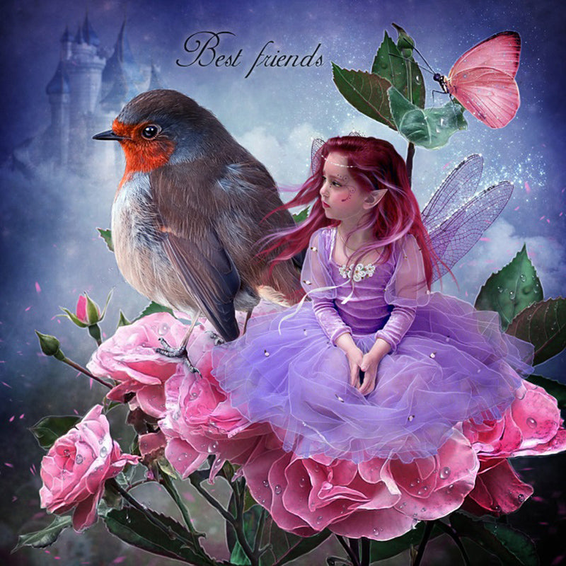 Cartoon Fairy & Bird 5D DIY Paint By Diamond Kit