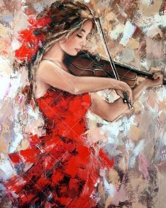 Girl Playing The Violin 5D DIY Paint By Diamond Kit