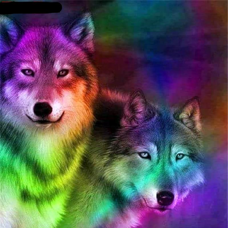Painting Color Wolf Diamond 5D DIY Paint By Diamond Kit