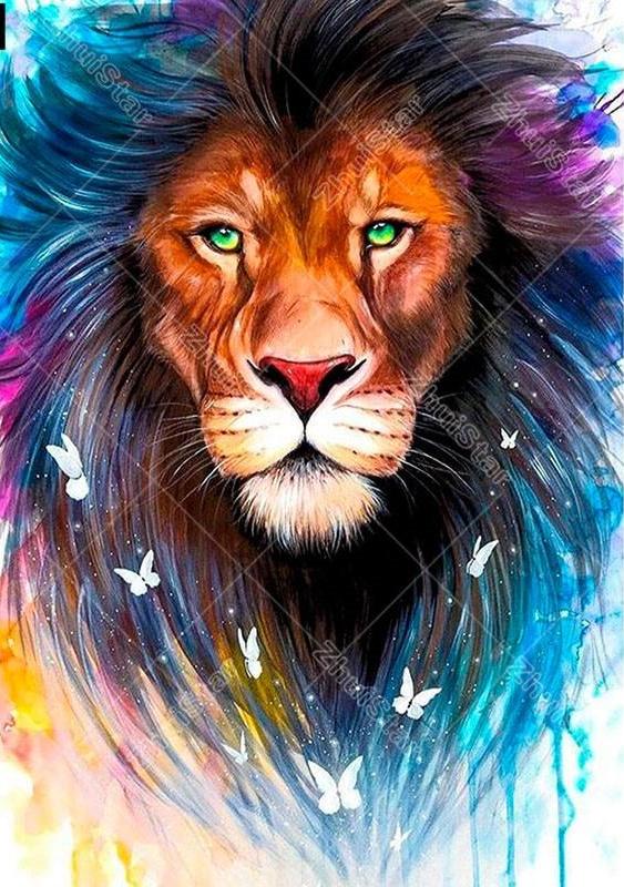 Colorful Lion 5D DIY Paint By Diamond Kit
